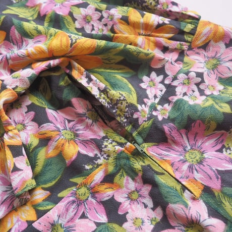 70s〜 s/s floral ruffle midi dress