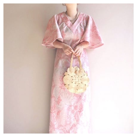 70s floral metallic knit maxi dress