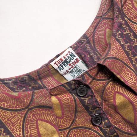 vintage big collar african batik tunic dress