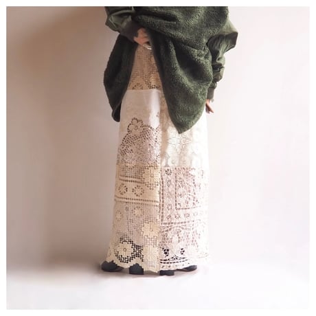 original remake lace patchwork maxi skirt 【C】