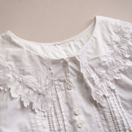80〜90s lace collar cotton folk blouse