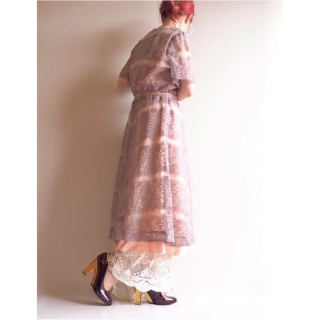 50s mauve lace midi dress