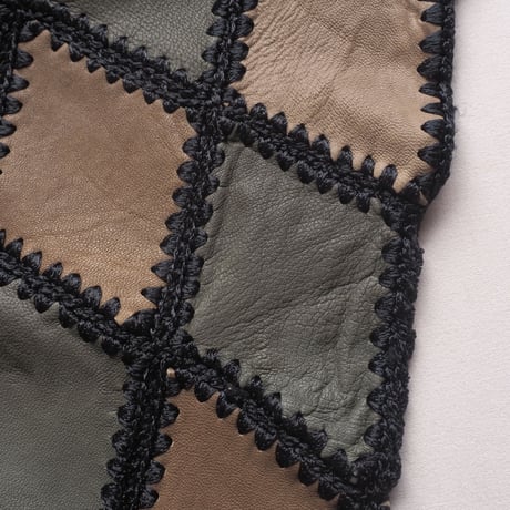 vintage leather × crochet patchwork tops