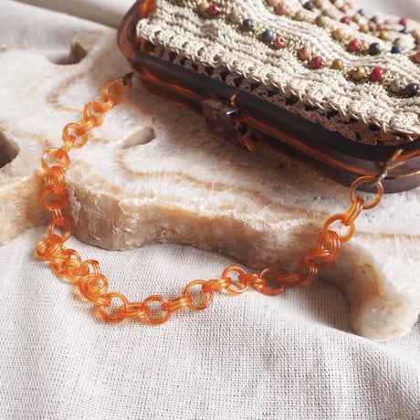 60s old plastic×crochet beads bag