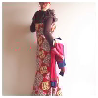 vintage african batik ruffle maxi dress