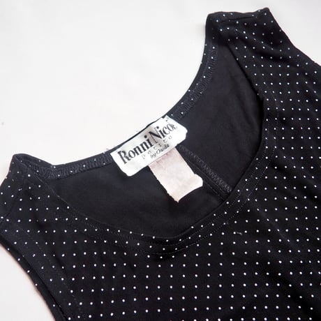 90s "Ronni Nicole" elastic dot sleeveless midi dress