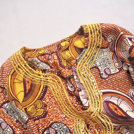 vintage african batik embroidered blouse