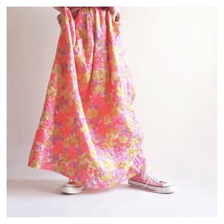 70s floral emboss maxi skirt