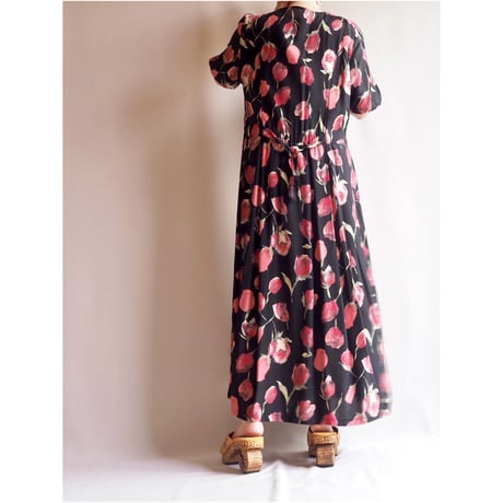 90s tulip print maxi dress