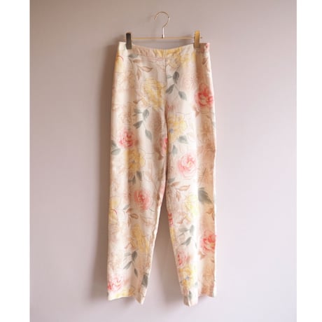 ”Talbot" floral silk × cotton wide pants