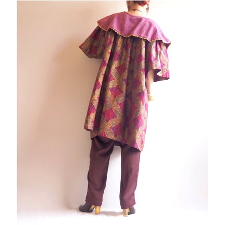 vintage big collar african batik tunic dress