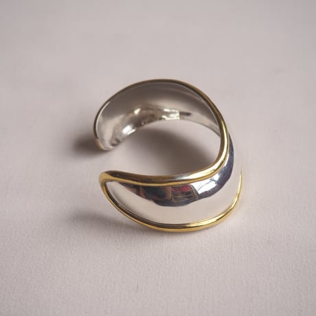 vintage "LATON" Mexican silver × brass wave cuff bangle