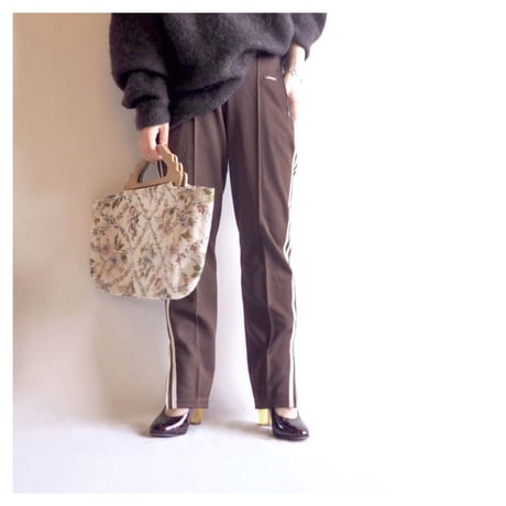 80s "Adidas" brown × beige track pants