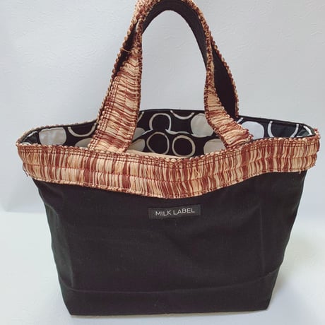 たっぷり帆布トートbag fabric line　black