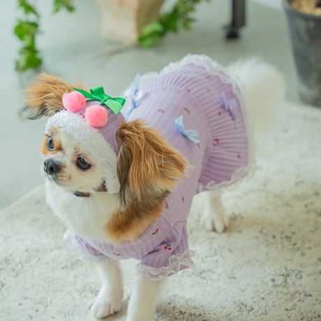 小型犬帽子「チェリーベージュ」No.601 スヌード