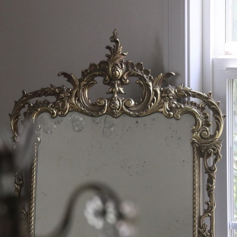 フレンチアンティークミラー アンティーク鏡 真鍮製 美しい装飾 ミラー