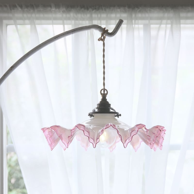 フランスアンティークランプシェードオパールセントお花の形