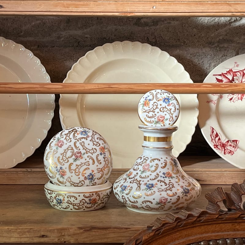 Limoges リモージュ Sigismond Maas パウダーケース 香水瓶 2点 Limoges リモージュ Sigismond Maas パウダーケース 香水瓶 2点