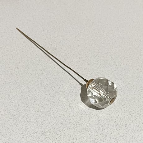フランスアンティーク ガラスピン 菱形  気泡入り 長さ12cm フランス