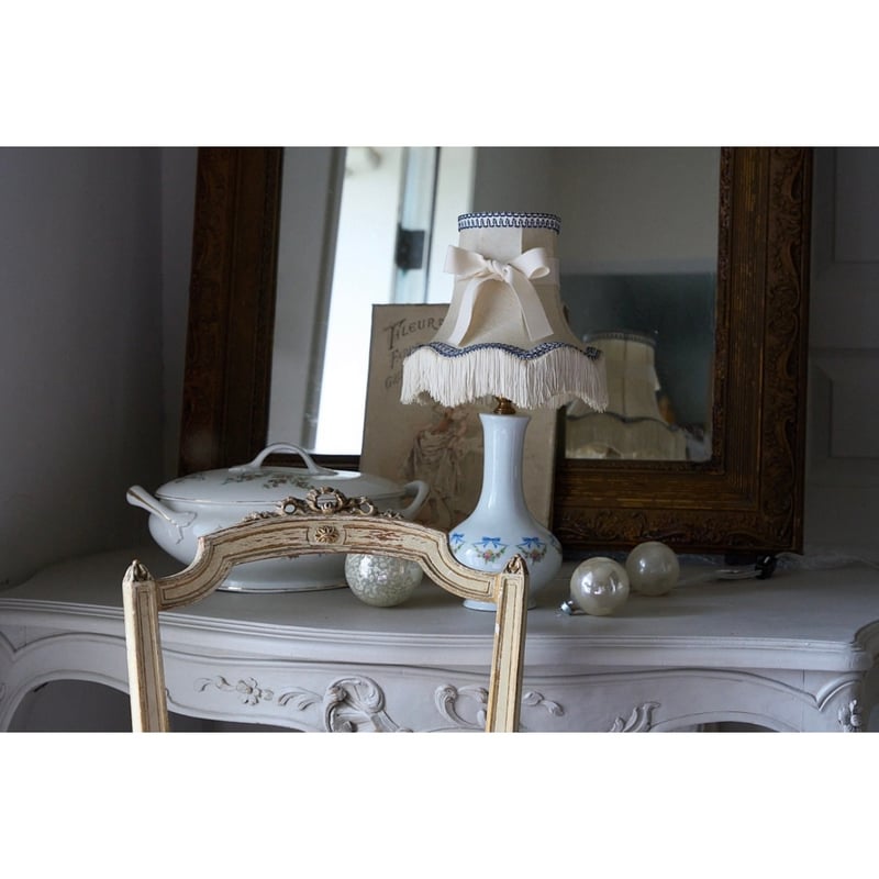 メンテナンス済み アンティークランプ リモージュ製 ガーランド柄と