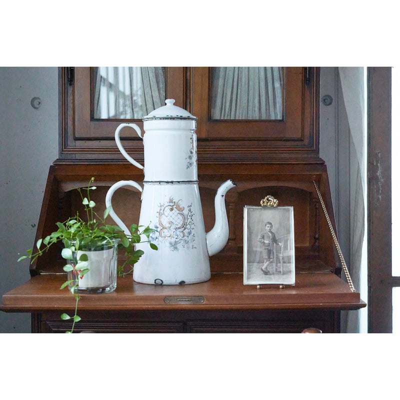 フランスアンティーク カフェティエール ハンドペイント 美しい装飾