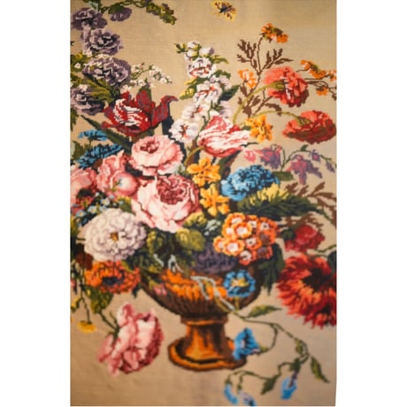 フランス ビンテージ刺繍 Royal Paris 額装 クッション 手織り タペストリー 刺繍 ニードルポイント ゴブラン織