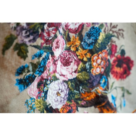 フランス ビンテージ刺繍 Royal Paris 額装 クッション 手織り タペストリー 刺繍 ニードルポイント ゴブラン織