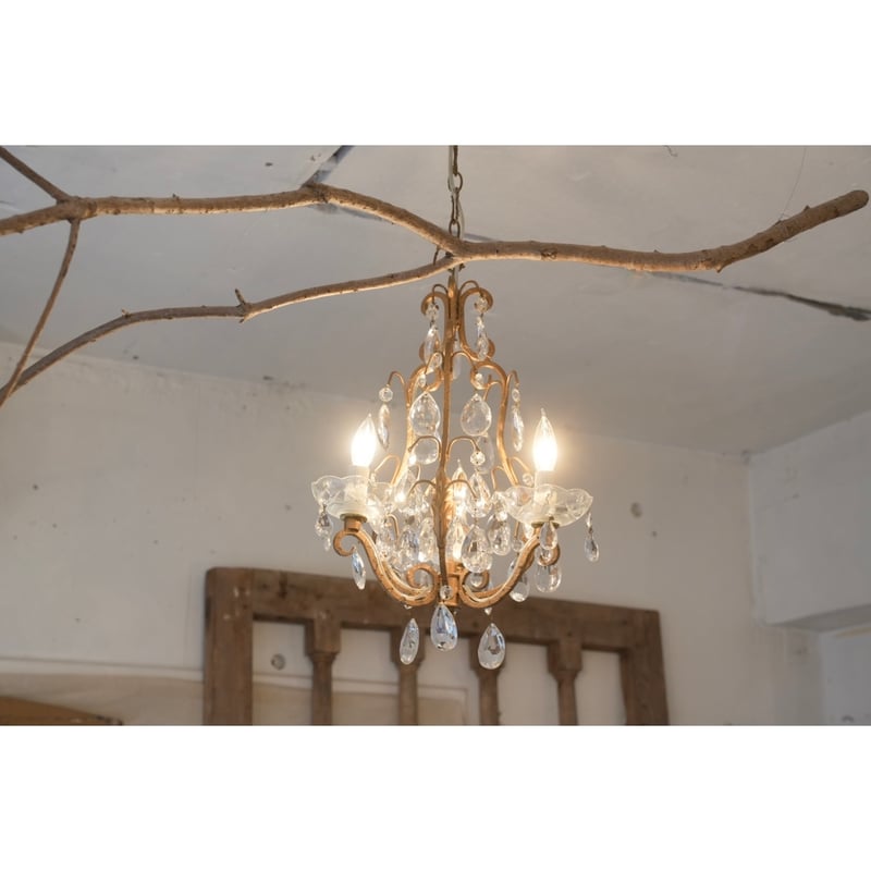 14. フランス アンティーク シャンデリア Bird Cage 3灯 メンテナンス済み アンティーク シャンデリア 照明 ペンダント