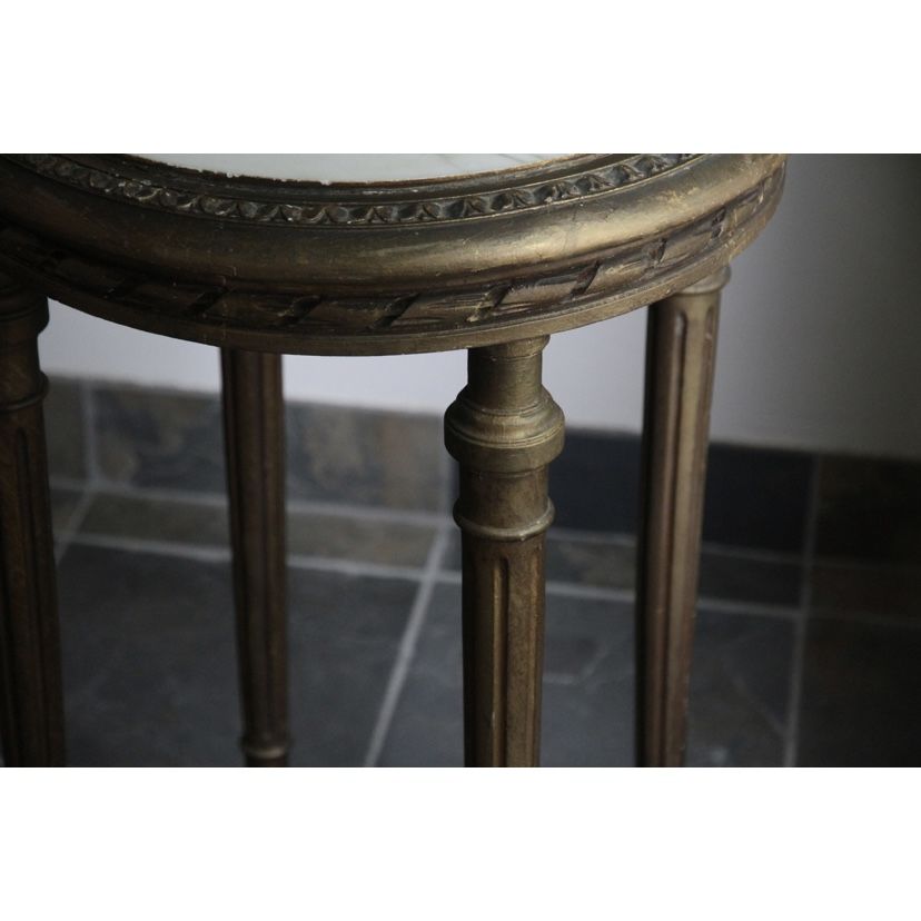 フランスアンティーク 花台 ゴールド 大理石 ナイトテーブル サイド