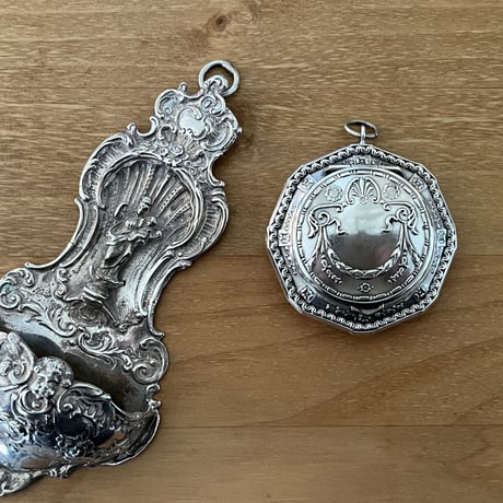 フランス アンティーク 8角形 純銀 パウダーケース  silver 800 ホールマーク