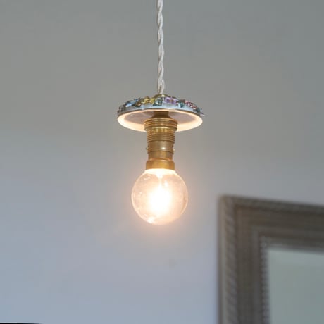 ペンダントランプ 花束みたいなペンダントランプ 陶器製 引掛シーリング B22電球付き フランス アンティークランプ