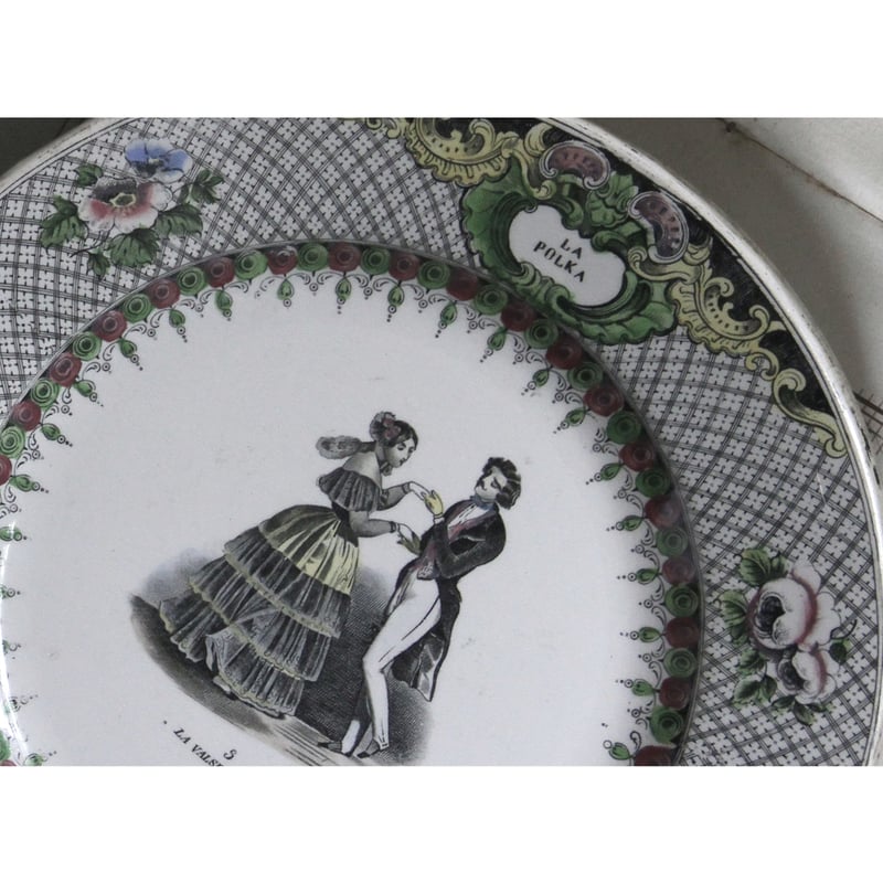 フレンチアンティーク皿 クレイユモントロー LA POLKA 皿 絵皿 | Clair