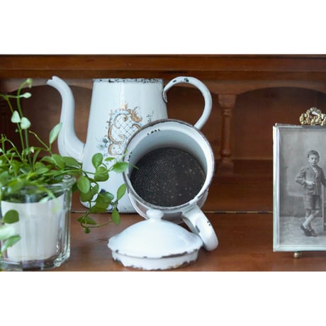 フランスアンティーク カフェティエール ハンドペイント 美しい装飾 珈琲ポット コーヒーポット 高さ35.5cm