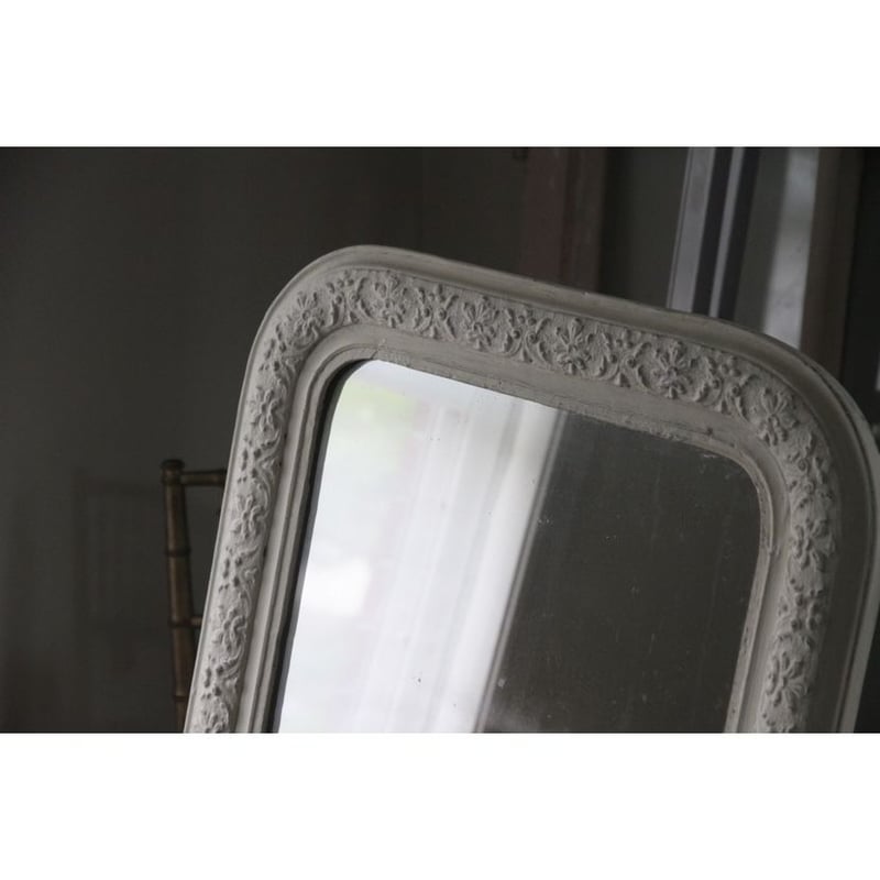 フレンチアンティーク アンティークミラー 鏡 石膏 オフホワイト