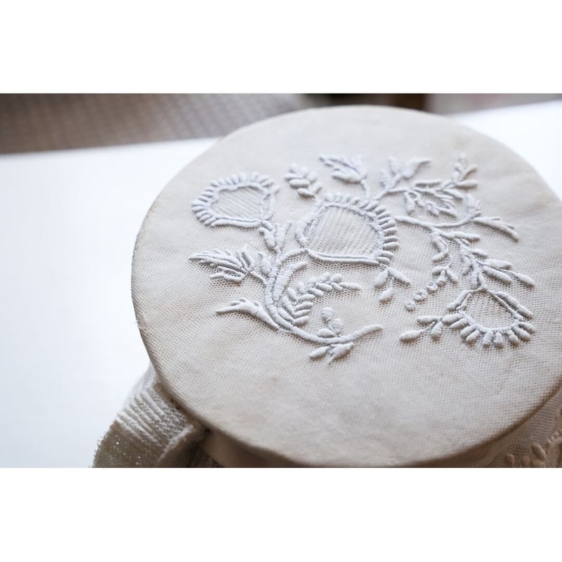 フランスアンティーク 民族衣装用帽子 プリーツ 刺繍 ビンテージ