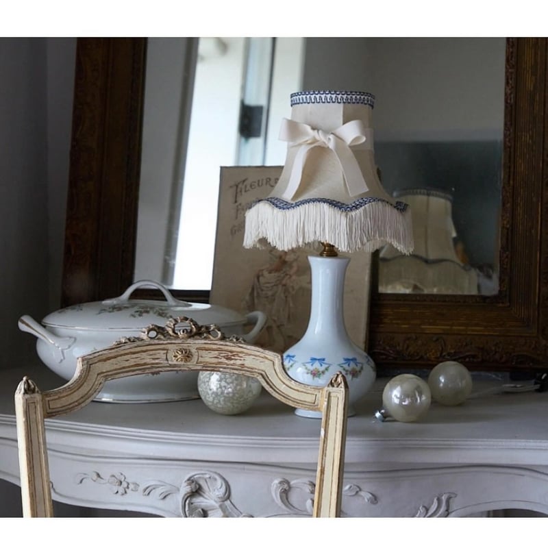 メンテナンス済み アンティークランプ リモージュ製 ガーランド柄と