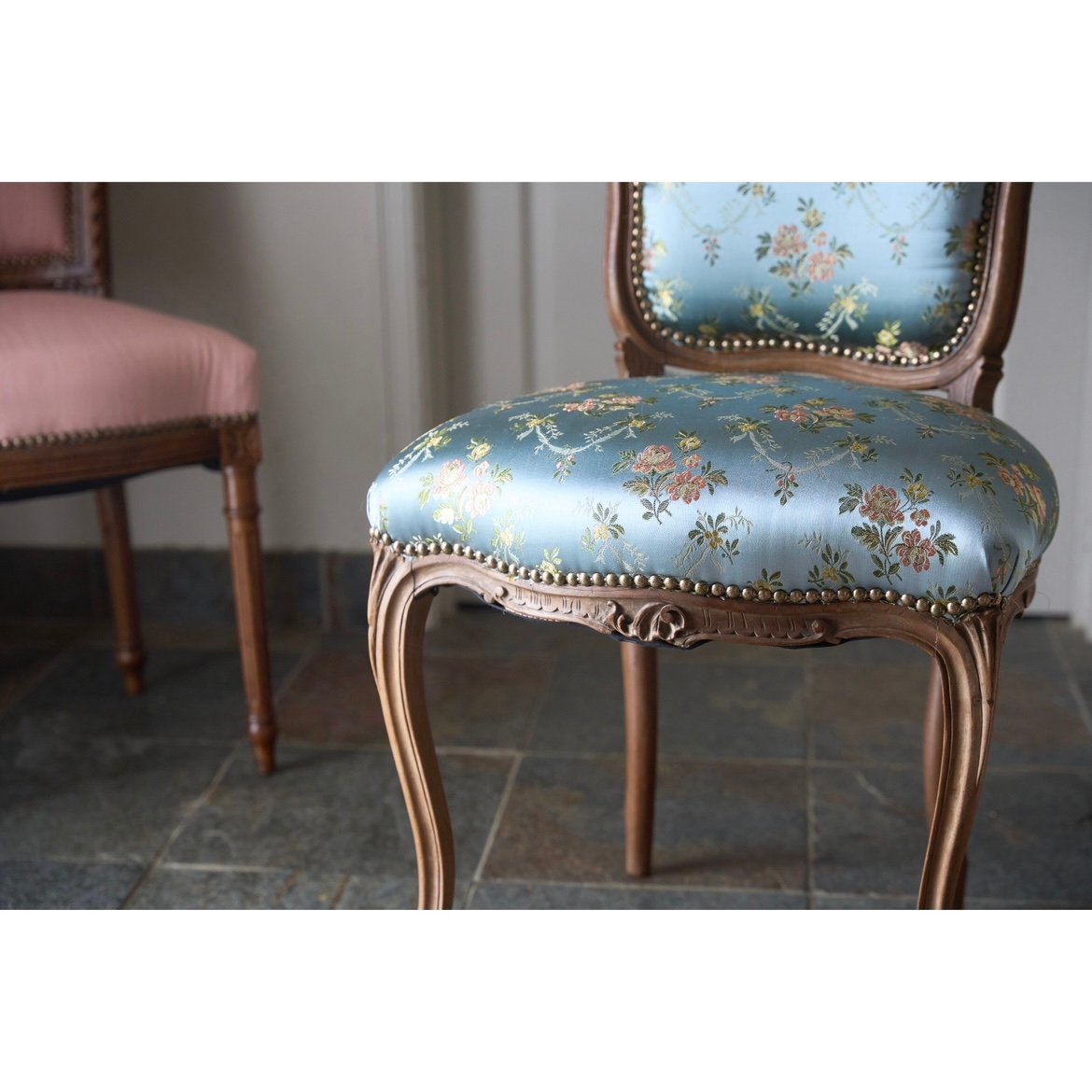 アンティークチェア 張替え済 フランスアンティークチェア メンテナンス済み ふっくらチェア