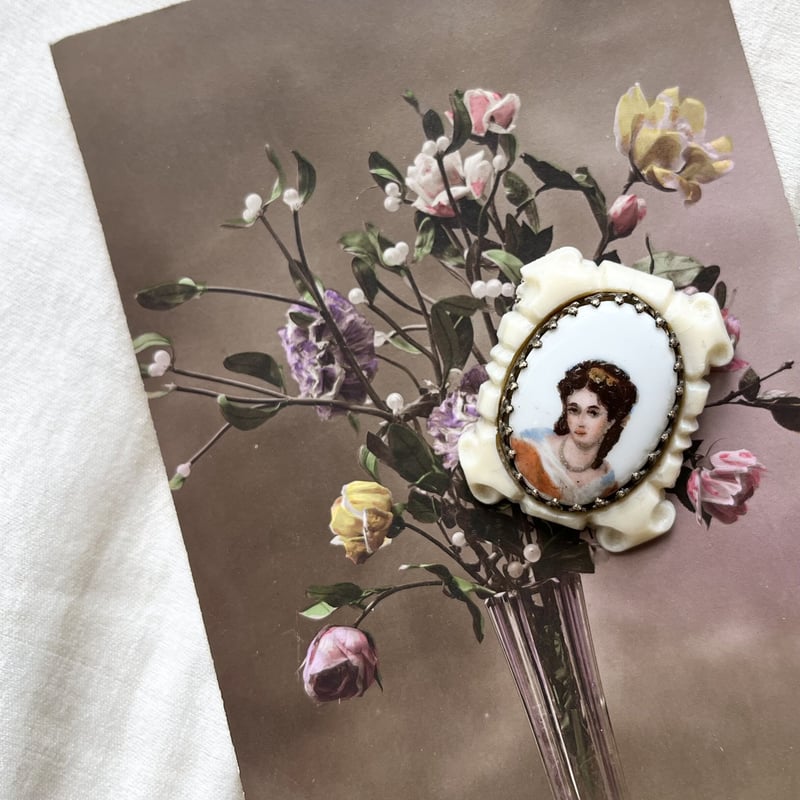 フランス リモージュ ブローチ 手描き ポルセレーヌ パリ | Clair de