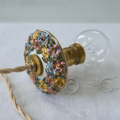 ペンダントランプ 花束みたいなペンダントランプ 陶器製 引掛シーリング B22電球付き フランス アンティークランプ