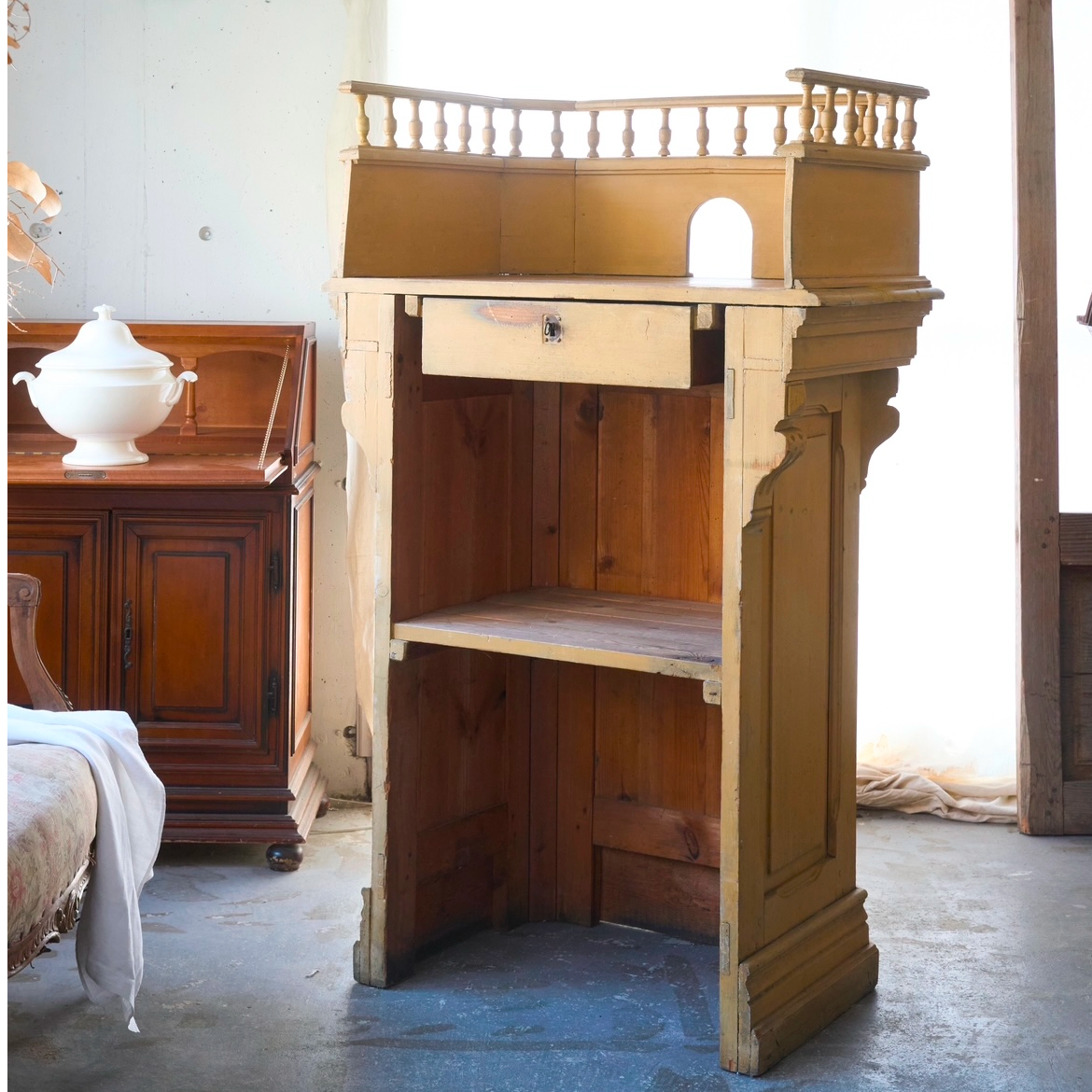 フランス　アンティーク家具　ショップカウンター フランスアンティーク チケットカウンター カウンター ショップ