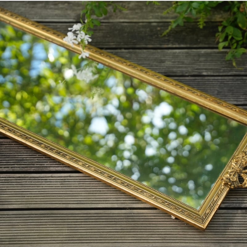 フランスアンティークリボンの壁掛け鏡