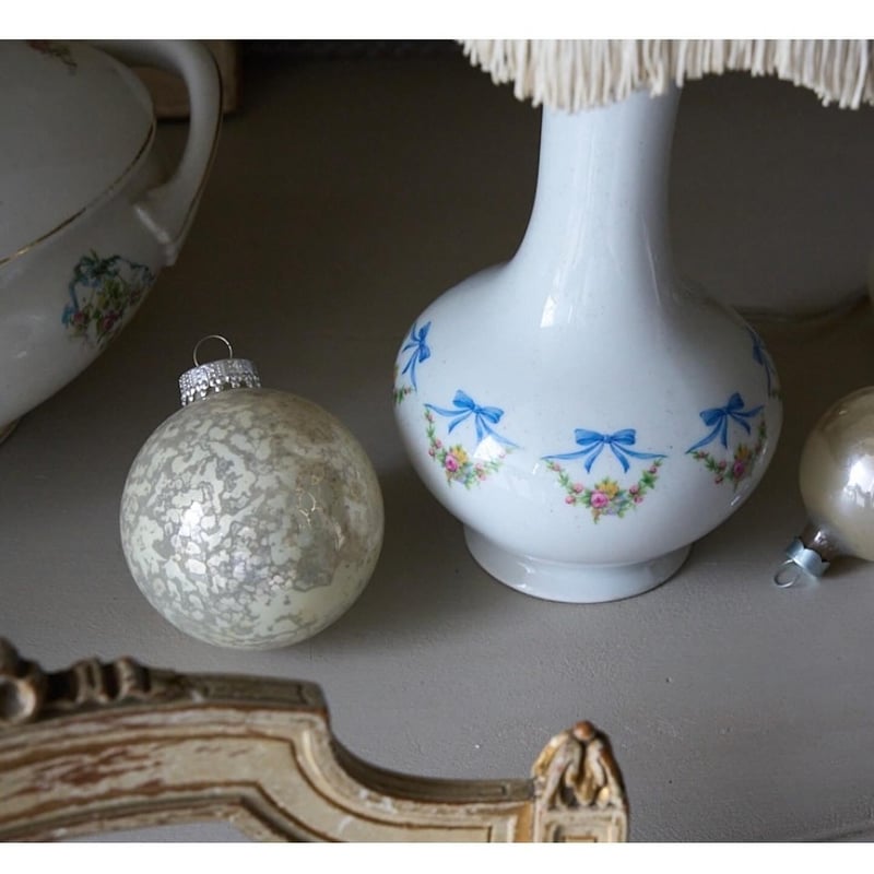 メンテナンス済み アンティークランプ リモージュ製 ガーランド柄と