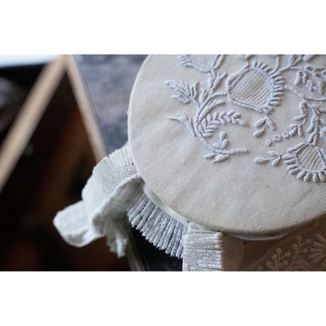 フランスアンティーク 民族衣装用帽子 プリーツ 刺繍 ビンテージ フランス
