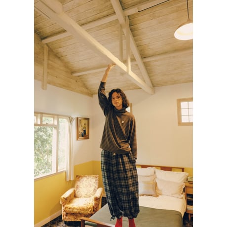 【ep.9】BORDER FLEECE TURTLE LONG T (blue)