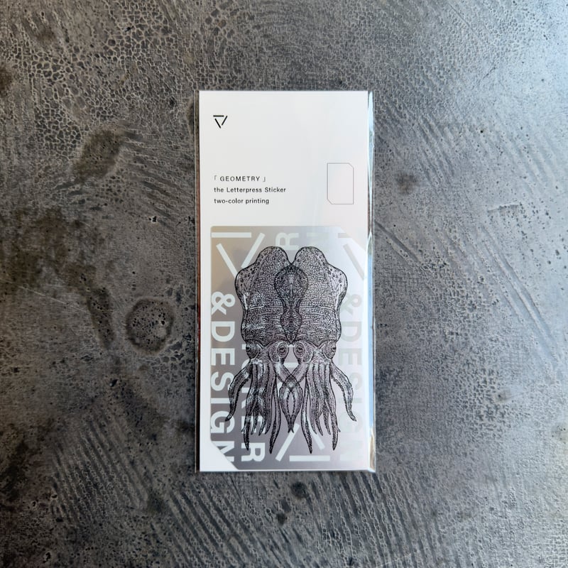 Letterpress sticker -「GEOMETRY-SILVER」- アオリイカ