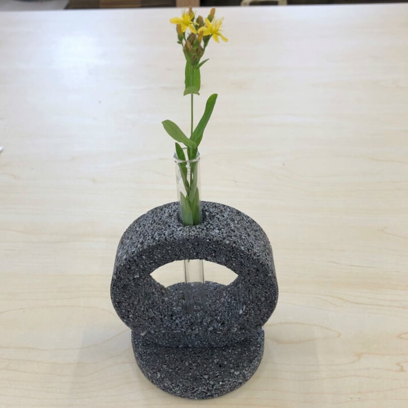 溶岩石デザイン一輪挿し丸 花 花瓶 おしゃれ インテリア 溶岩 ガラス管