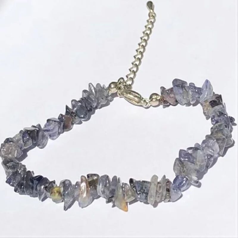 天然石ブレスレット アイオライト カット石 レディース 女性用