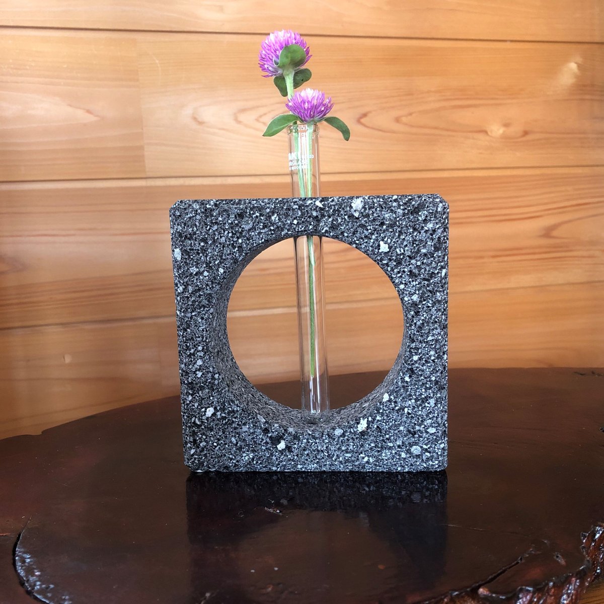 溶岩石デザイン一輪挿し角花 花瓶 おしゃれ インテリア 溶岩 ガラス管