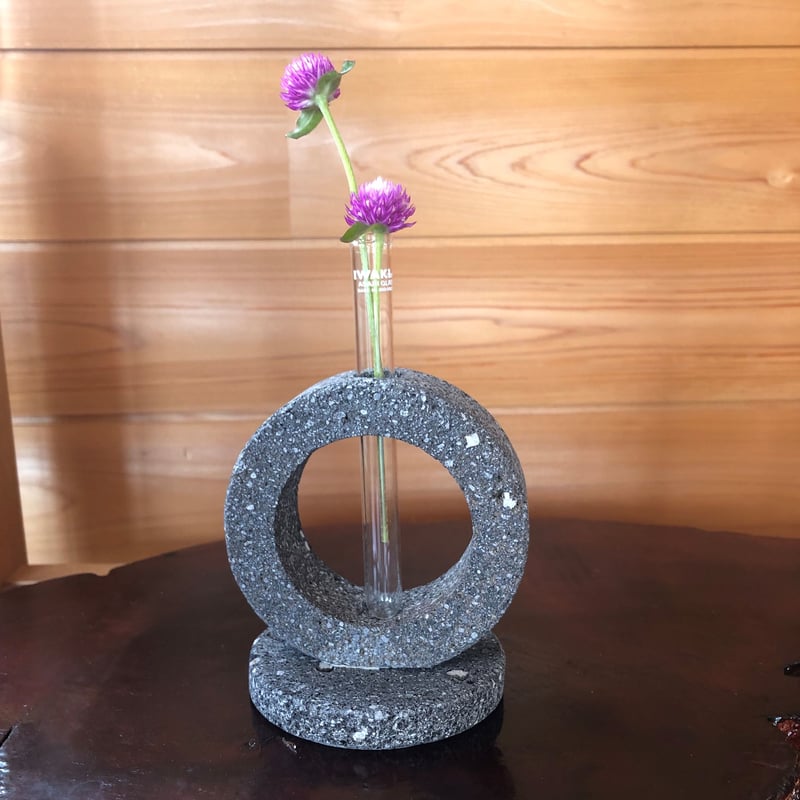 溶岩石デザイン一輪挿し丸 花 花瓶 おしゃれ インテリア 溶岩 ガラス管