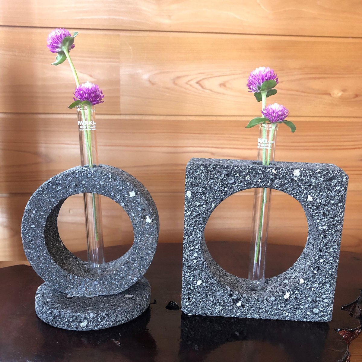 溶岩石デザイン一輪挿し角花 花瓶 おしゃれ インテリア 溶岩 ガラス管
